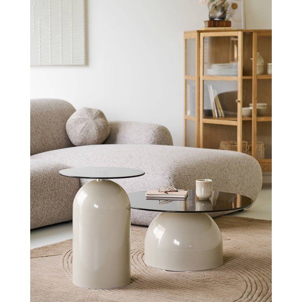 Kulatý odkládací stolek se skleněnou deskou ø 40 cm Ravello – House Nordic-image-1