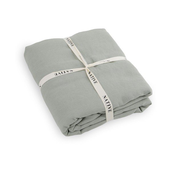 Šedozelené lněné povlečení na dvoulůžko 200x200 cm Stone – Native Natural-image-3