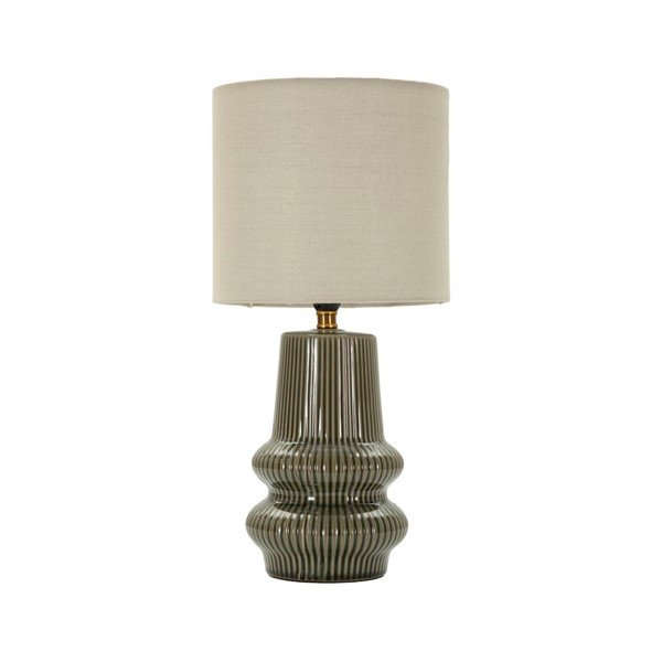 Khaki/krémová keramická stolní lampa s textilním stínidlem (výška 41,5 cm) Harmony – Mauro Ferretti