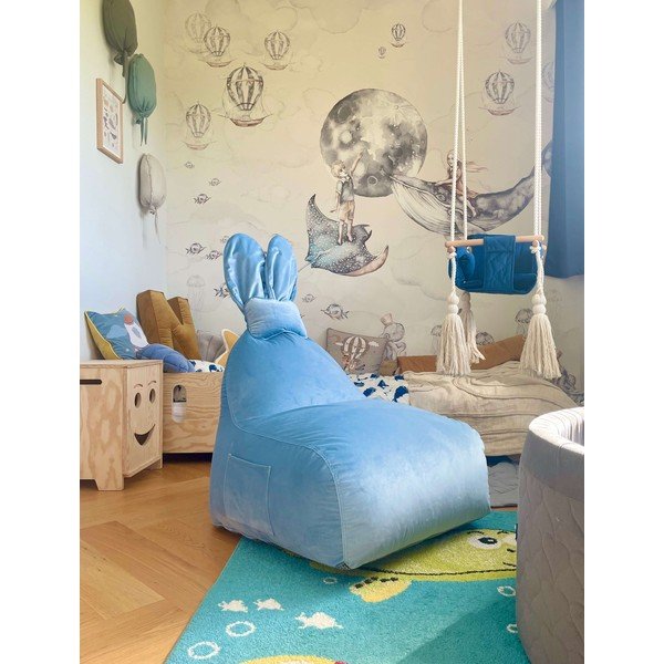 Modrý dětský sedací vak Funny Bunny – The Brooklyn Kids-image-1