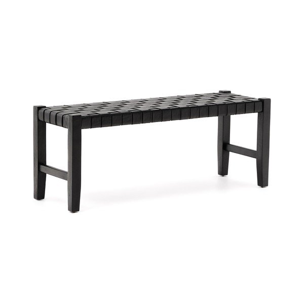 Černá kožená lavice Calixta – Kave Home-image-2