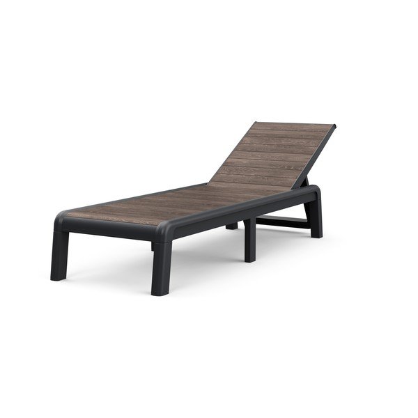 Tmavě hnědé plastové polohovací/skládací zahradní lehátko Deco Porto – Keter