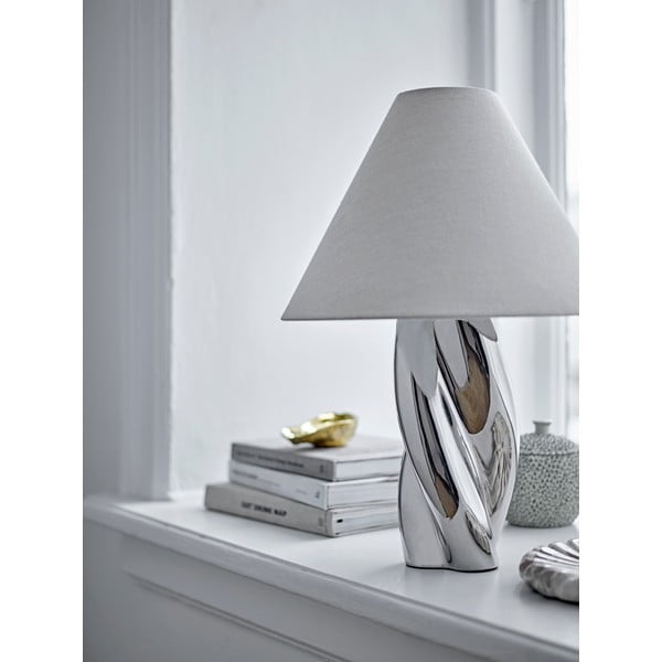 Stolní lampa ve stříbrné barvě s textilním stínidlem (výška 49 cm) Silva – Bloomingville-image-1