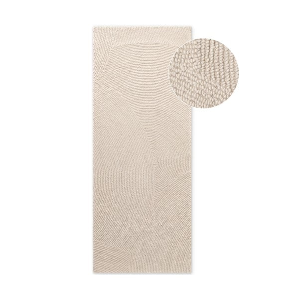 Ručně tkaný vlněný běhoun ve světle přírodní barvě 80x200 cm Eleni Natural White – Hanse Home