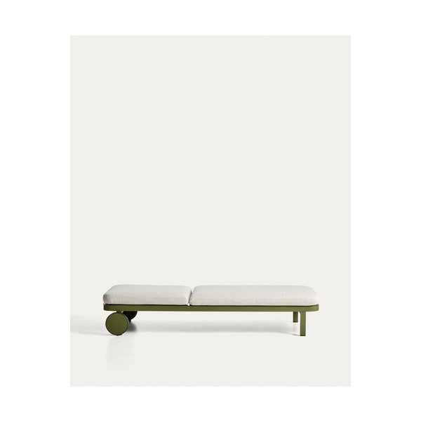 Zelené kovové polohovací zahradní lehátko Kionia – Kave Home-image-3
