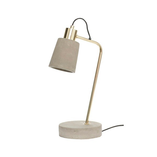Betonová stolní lampa s mosaznou konstrukcí Hübsch Radulf