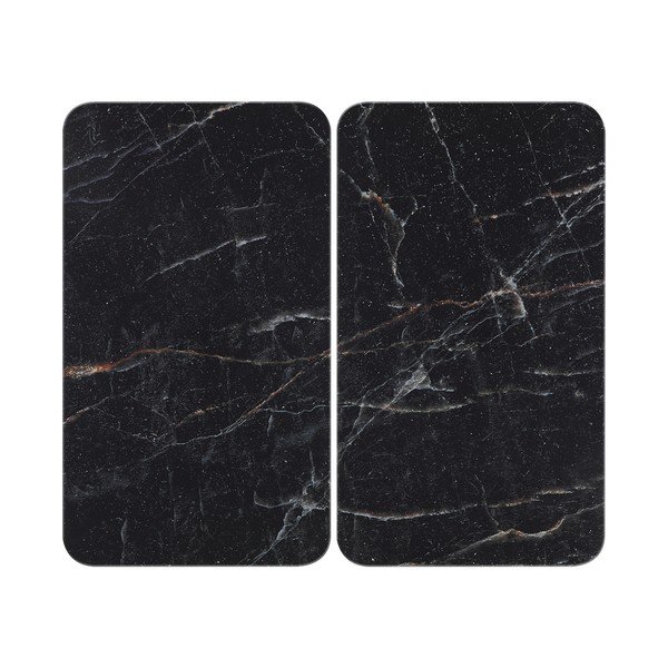 Kryty na sporák v sadě 2 ks z tvrzeného skla 52x30 cm Black Marble – Wenko