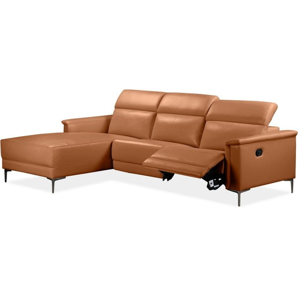 Hnědá rohová pohovka z imitace kůže (levý roh) Lund – Støraa-image-1