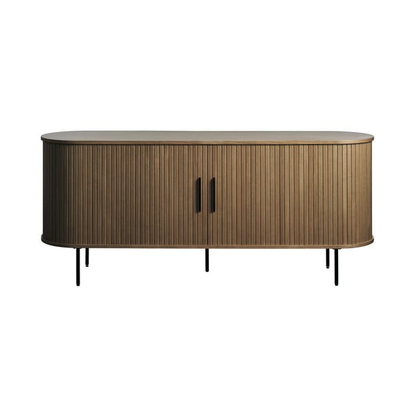 Hnědá komoda v dekoru dubu s posuvnými dveřmi 180x76x45 cm Nola – Unique Furniture