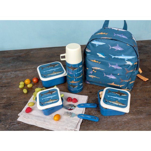 Tmavě modré dětské svačinové boxy v sadě 3 ks Sharks – Rex London-image-2