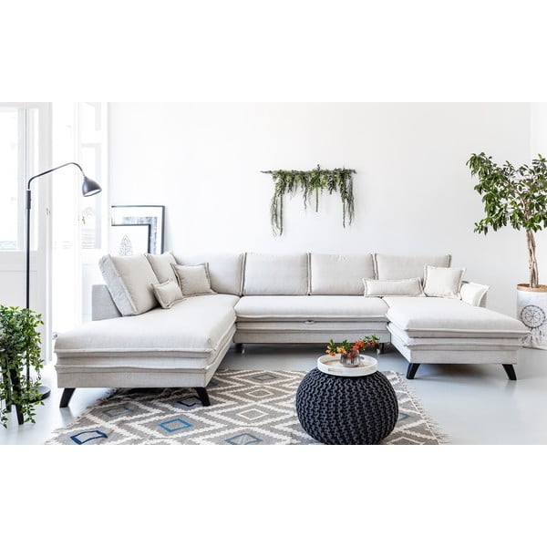 Světle béžová rozkládací pohovka do "U" Miuform Charming Charlie, levý roh-image-1