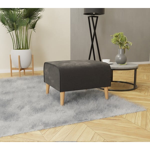 Tmavě šedá sametová podnožka Carole – Ropez-image-2