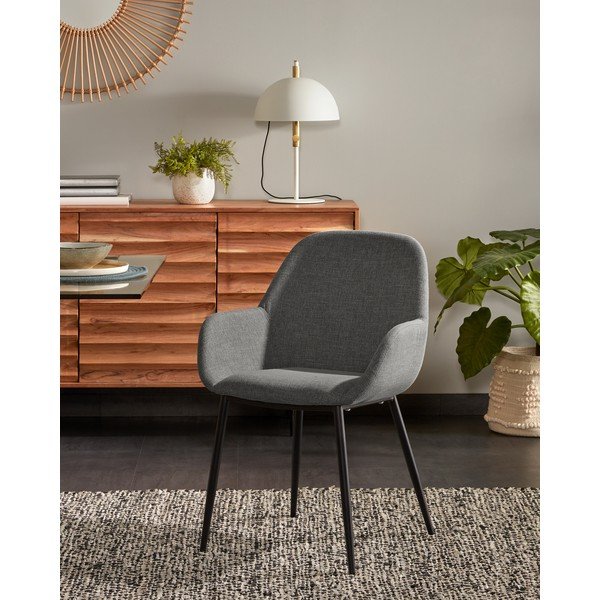 Antracitové čalouněné jídelní křeslo Konna – Kave Home-image-1