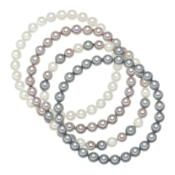 Sada 4 náramků s šedobílými perlami Pearldesse Beria, délka 21 cm