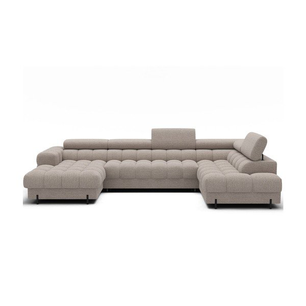 Béžová rozkládací rohová pohovka z textilie bouclé (pravý roh/do "U") Feraria – ELTAP