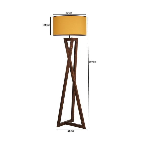 Stojací lampa v hořčicové a hnědé barvě s textilním stínidlem (výška 149 cm) Maçka – Opviq lights-image-3