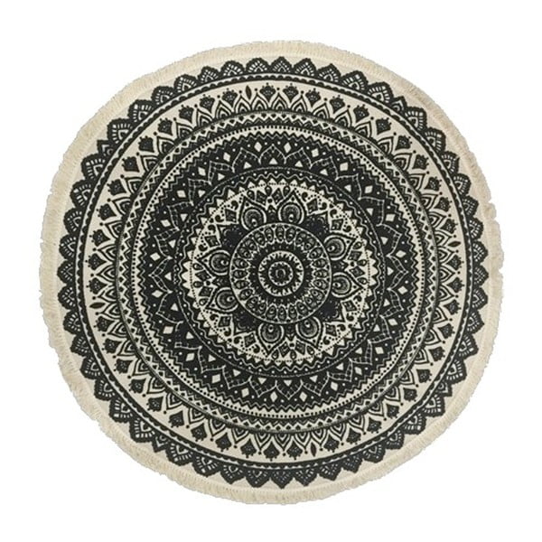 Černobílý kulatý koberec s příměsí bavlny Maiko Mandala, ⌀ 90 cm