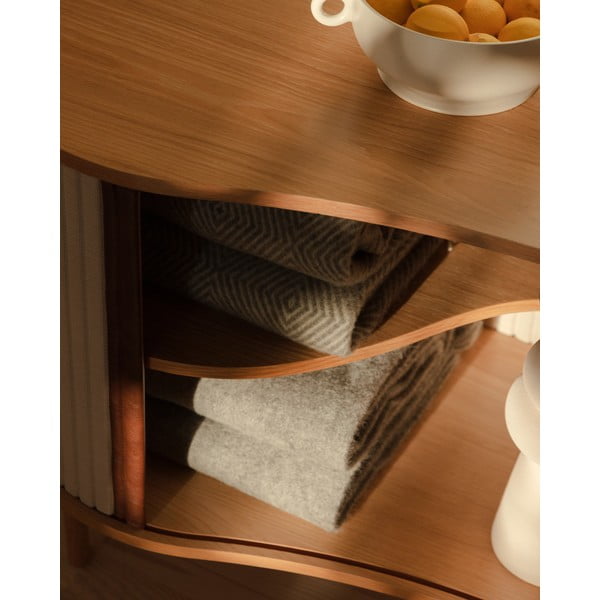 Nízká komoda v dekoru dubu v béžovo-přírodní barvě s posuvnými dveřmi 100x67 cm Audacious – UMAGE-image-4