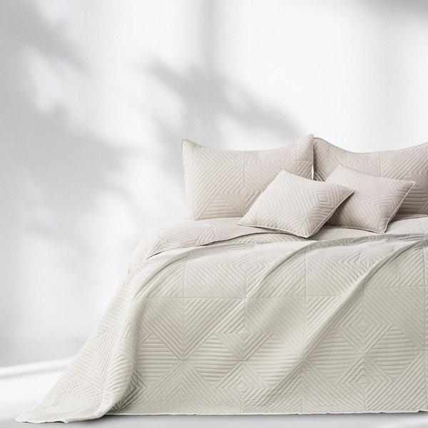 Krémový prošívaný přehoz z mikrovlákna 220x240 cm Softa – Restilo-image-3