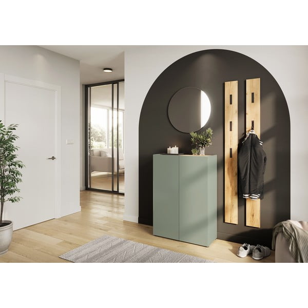 Šalvějově zelená předsíňová sestava v dekoru dubu 104x200x33 cm Alviano – Germania-image-1