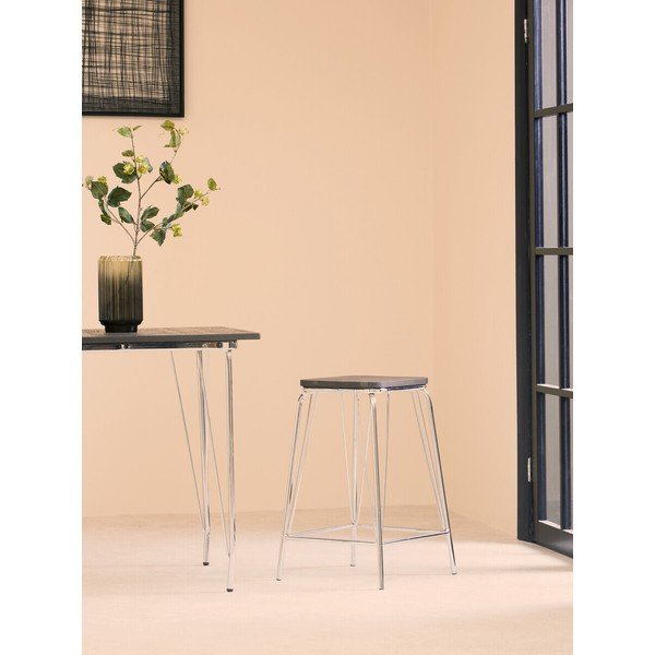 Stolička z jilmového dřeva ve stříbrné barvě/v přírodní barvě District – Premier Housewares-image-1