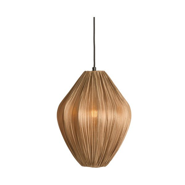 Hnědé závěsné svítidlo s textilním stínidlem ø 12 cm Verita – Light & Living-image-1