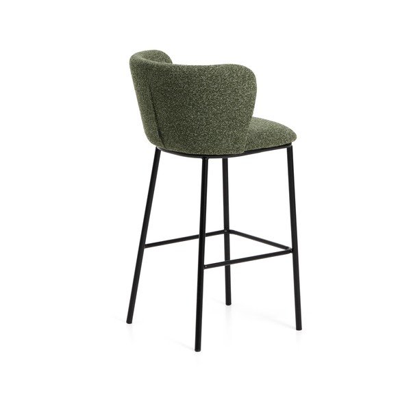 Tmavě zelená čalouněná barová židle (výška sedáku 75 cm) Ciselia – Kave Home-image-4