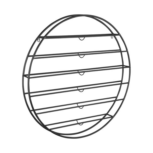 Černý nástěnný kovový regál na víno počet lahví 12 80x80x9 cm Redondo – PT LIVING-image-3