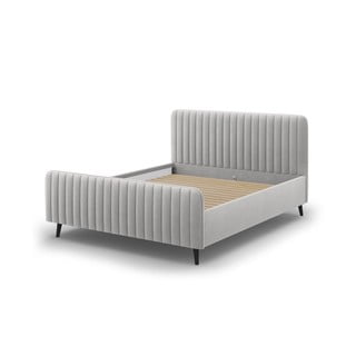 Světle šedá čalouněná dvoulůžková postel s roštem 140x200 cm Lily - Micadoni Home