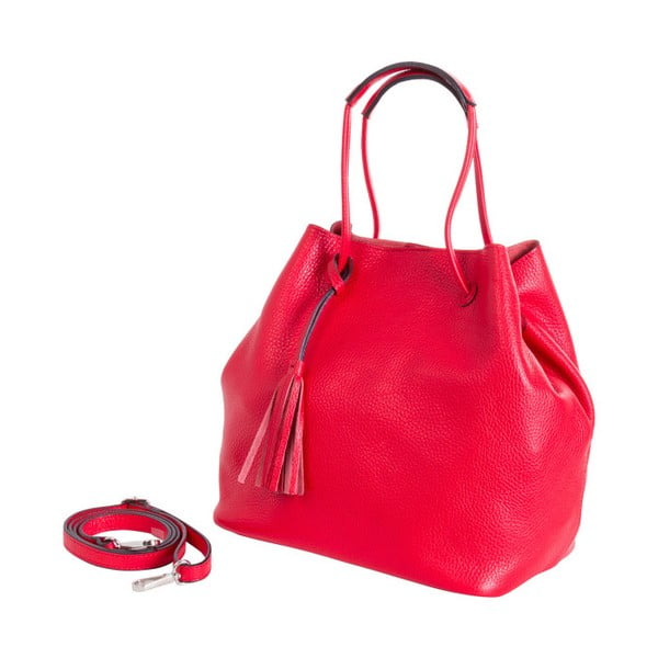 Červená kabelka z pravé kůže Andrea Cardone Red Jenny