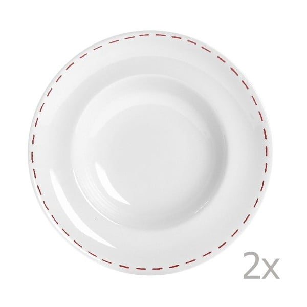 Sada 2 talířů na těstoviny Sophie Stitch 30.5 cm, červený