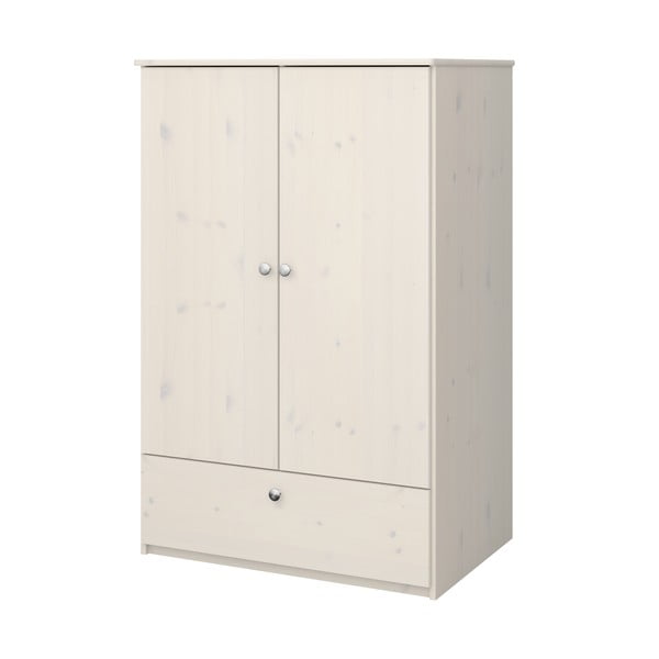 Bílá dětská šatní skříň z borovicového dřeva 80x123 cm Memphis - Tvilum-image-1