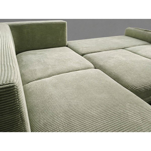 Světle zelená manšestrová rozkládací/s úložným prostorem rohová pohovka (levý roh/do L) Tori - II. jakost – Bonami Selection-image-3