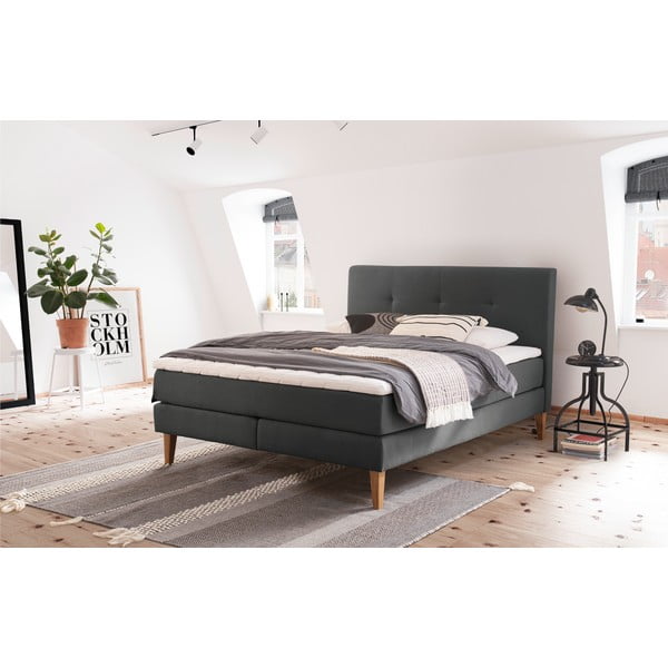 Antracitová boxspring postel 180x200 cm Stockholm – Meise Möbel-image-1