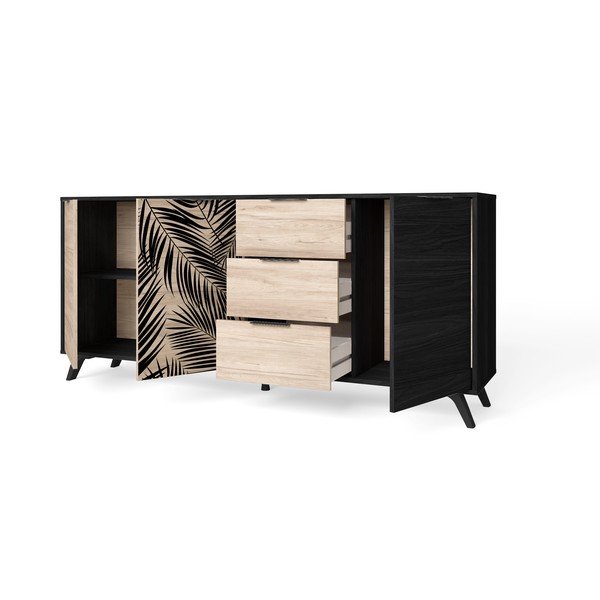 Černá nízká komoda v dekoru dubu 181x81 cm Palmera - Marckeric-image-3