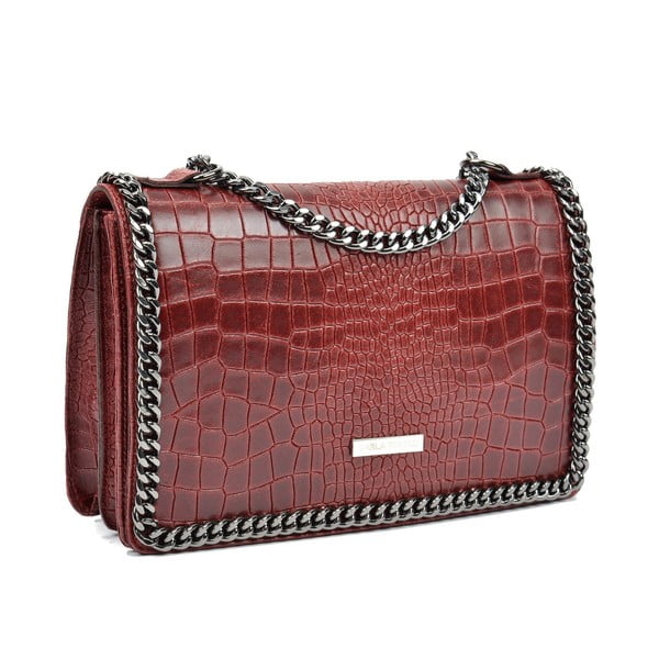 Červená kožená kabelka Carla Ferreri Chain-image-2
