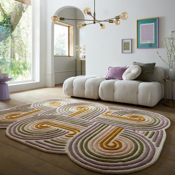 Zelený ručně tkaný vlněný koberec 140x200 cm Spiral Shaped  – Flair Rugs-image-1