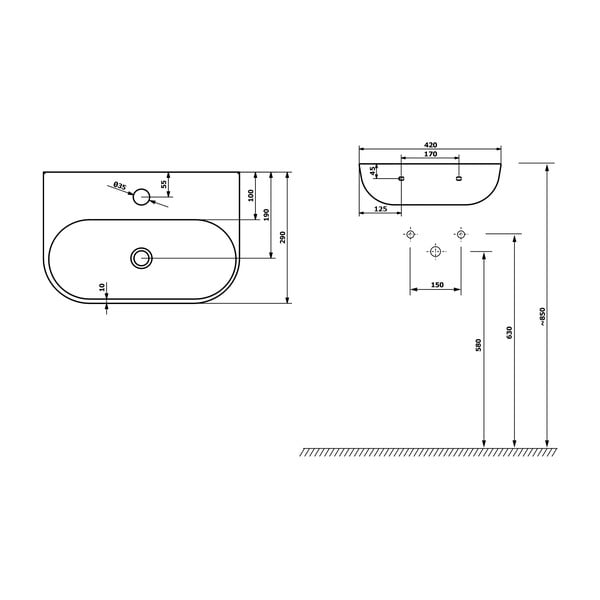 Černé keramické umývátko 42x29 cm Nerissa – Sapho-image-2