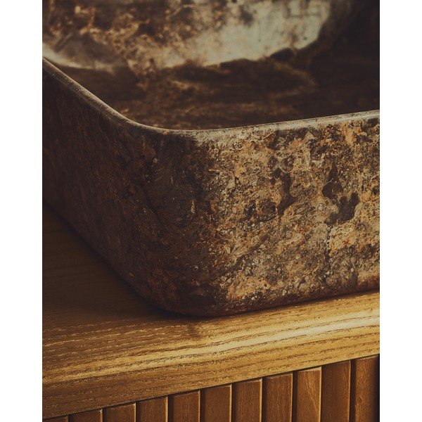 Šedé kamenné umyvadlo 40x40 cm Darnen – Kave Home-image-2