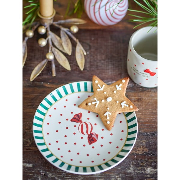 Bílý dezertní  talíř s vánočním motivem z kameniny ø 16 cm Yule – Bloomingville-image-1