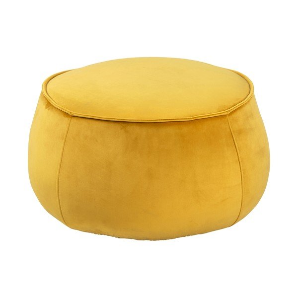 Žlutý sametový puf Actona Mie, ⌀ 60 cm
