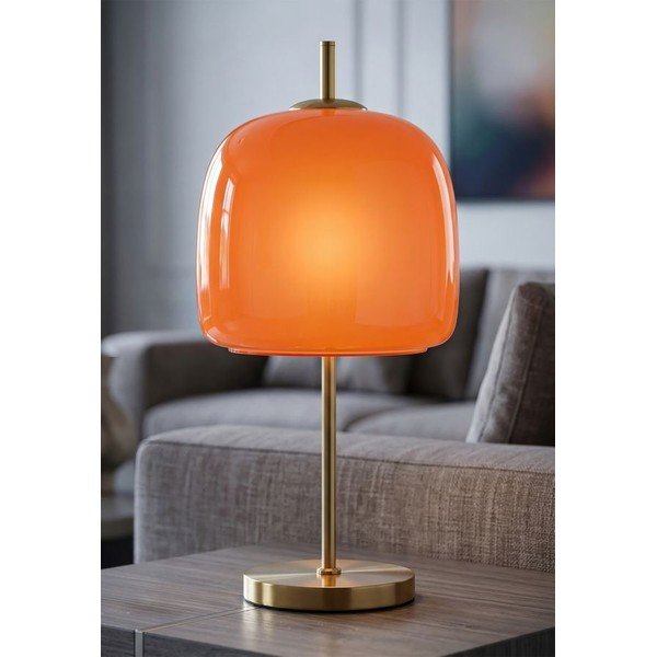 Oranžová/ve zlaté barvě kovová stolní lampa se skleněným stínidlem (výška 53 cm) Oldy – Mauro Ferretti-image-1