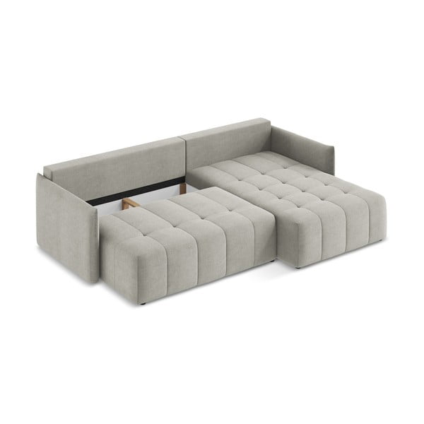 Světle šedá rozkládací/s úložným prostorem rohová pohovka (pravý roh/s lenoškou) Moku – Makamii-image-4