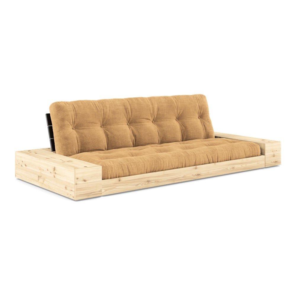 Manšestrová rozkládací pohovka ve světle hnědo-hořčicové barvě 244 cm Base – Karup Design