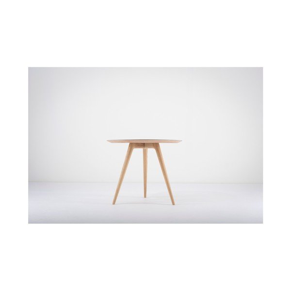 Odkládací stolek z dubového dřeva s modrou deskou Gazzda Arp, ⌀ 55 cm-image-2