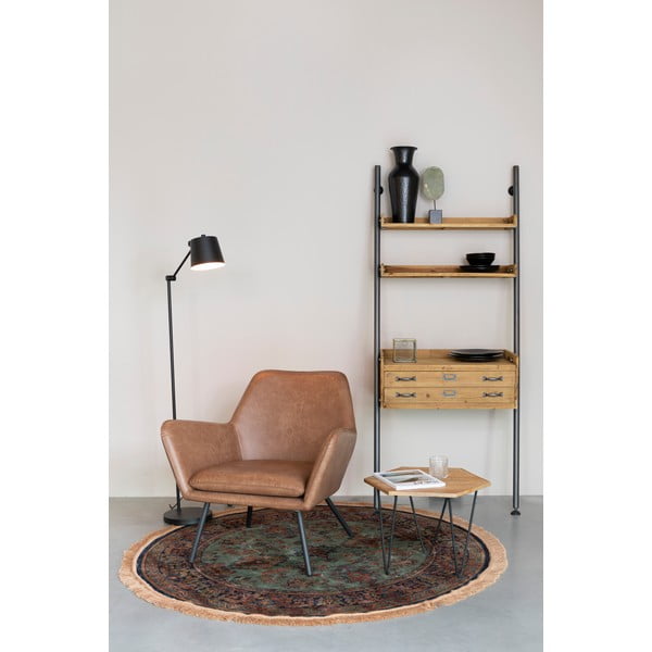 Černá stojací lampa s kovovým stínidlem (výška 135 cm) Hajo – White Label-image-3