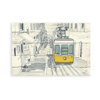 Dřevěná nástěnná dekorativní cedule z borovicového dřeva Surdic Tabla Train, 40 x 60 cm