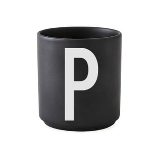 Černý porcelánový hrnek Design Letters Alphabet P, 250 ml