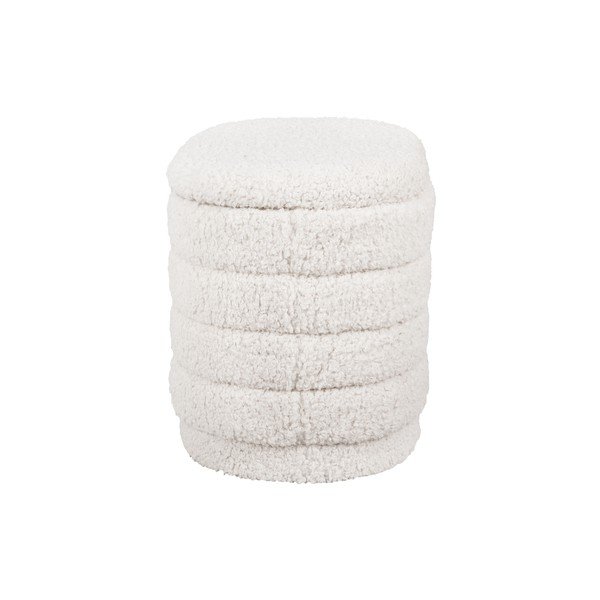Bílý oválný puf s úložným prostorem Leitmotiv Cuddly-image-3