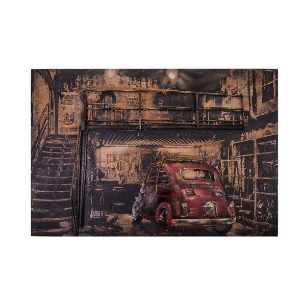 Dekorativní kovová cedule Antic Line Garage Voiture Rouge, 120 x 80 cm